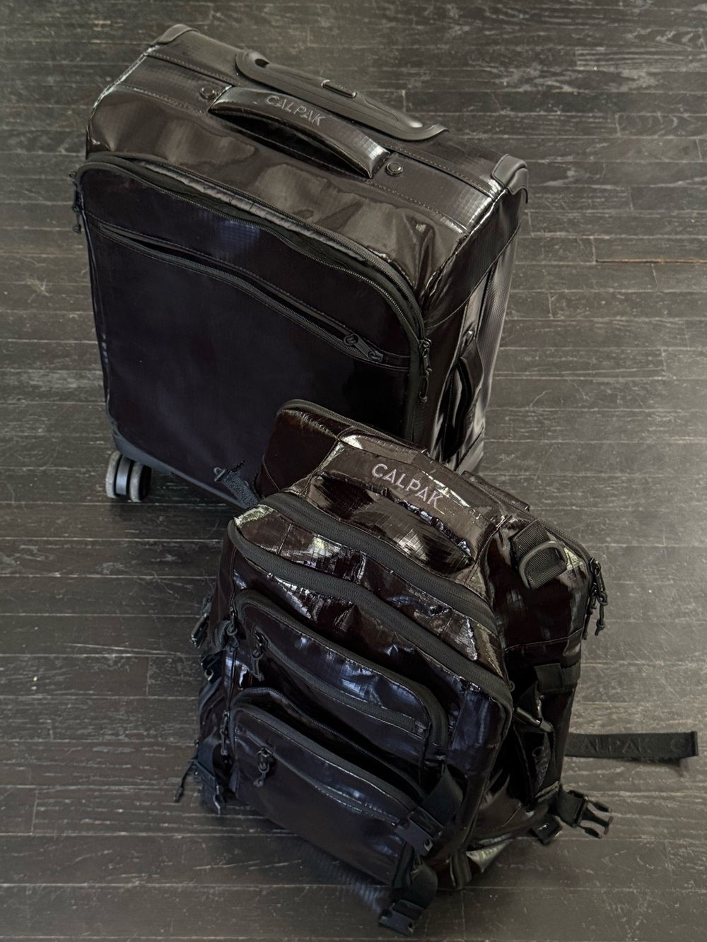 Calpak Carry-On and Calpak duffel backpack